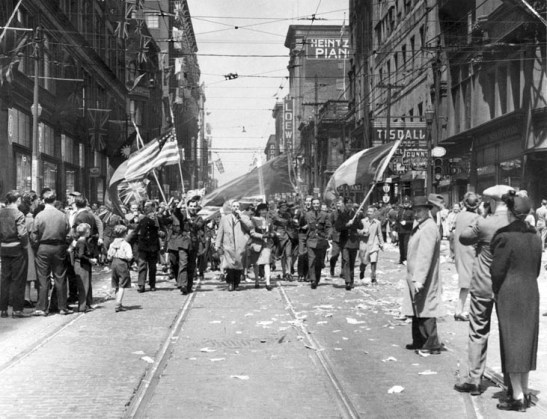 Victory in Europe Day on Yonge, 1945. 